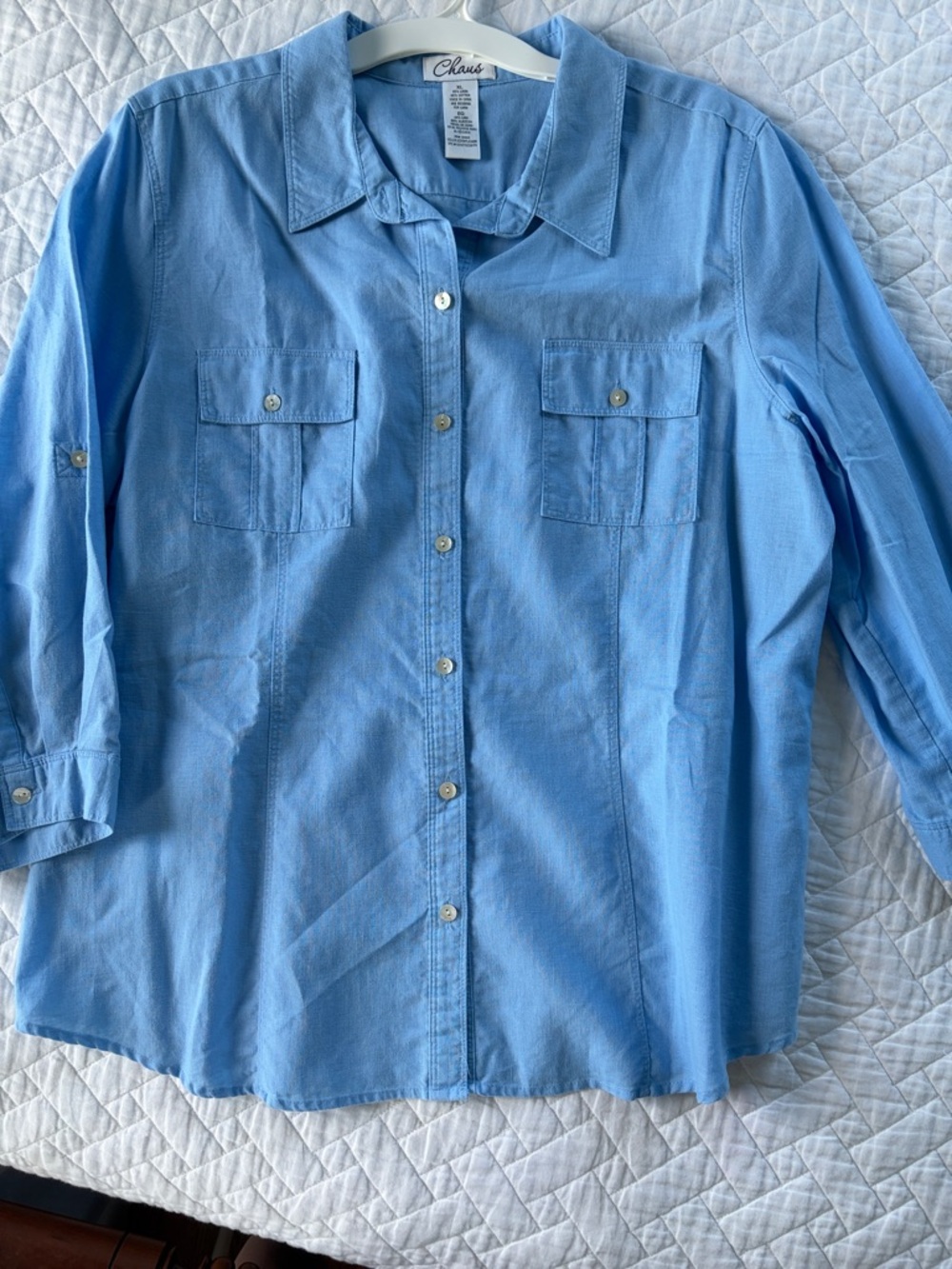Chaus linen cotton Button-Front collared Shirt women’s xl